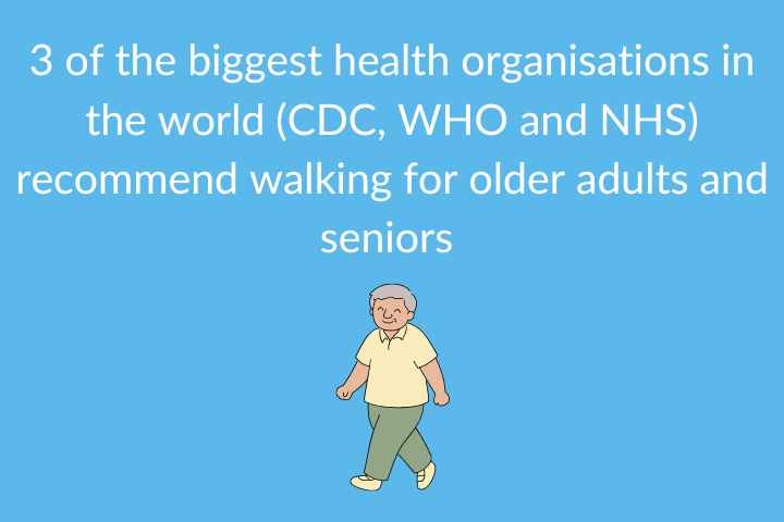 Walking for seniors - recommended by major health organisations 